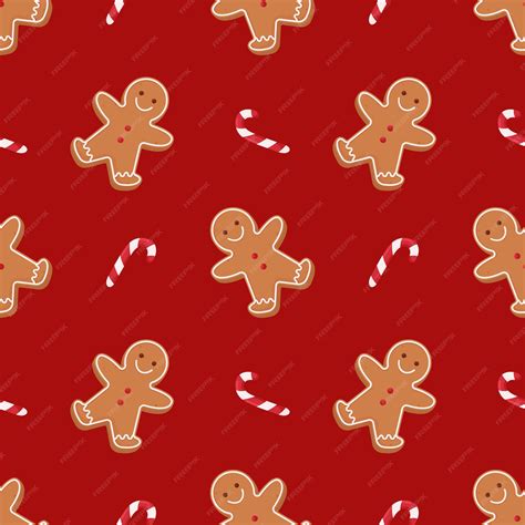 Premium Vector | Seamless christmas pattern gingerbread man and candy ...