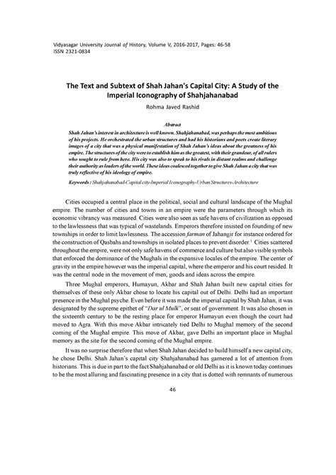 Text & Subtext of Shahjahanabad - Abstract Shah Jahan’s interest in ...