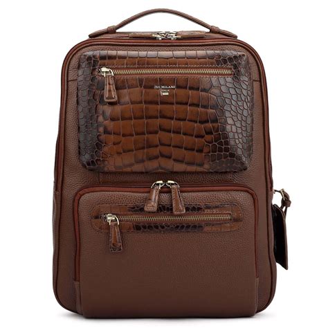 Wax Croco Leather Backpack - Espresso – Da Milano