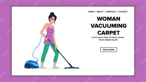 Casa mujer pasar la aspiradora alfombra vector habitación limpiar ...