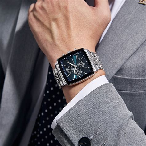 Giordano Multi Function Watch For Men With Square Blue Dial, Stainless