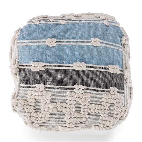 GEOMETRIC DETAILS BLUE POUFFE | HOME DECOR ONLINE INDIA – Su-Kham Home