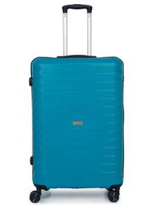 Teakwood Leathers Blue Textured Hard-Sided Large Trolley Suitcase Check ...