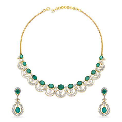 Dazzling Gold and Diamond Necklace Set with Gemstones