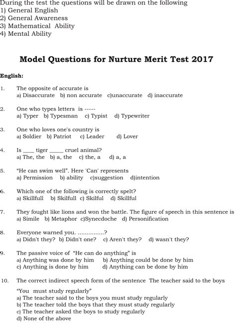 Rezultat imagine pentru Model Question Paper