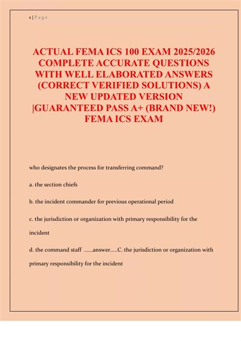 Image result for FEMA 100 Study Guide