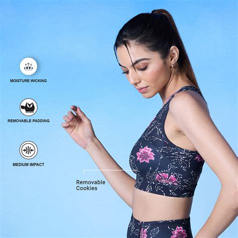 Nykd All Day On-Trend Sports Bra With Keyhole Back-NYK082-Batik Black ...