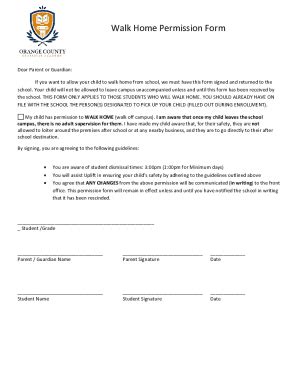 Fillable Online BSSP Walk Home Permission Form Fax Email Print - pdfFiller