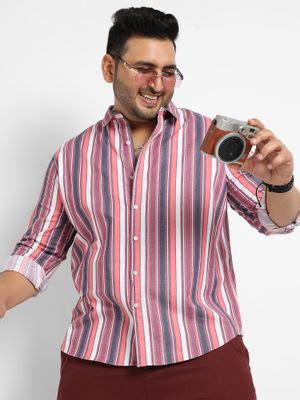 Buy Instafab Plus Mens Multicolor Faded Barcode Striped Shirt Online