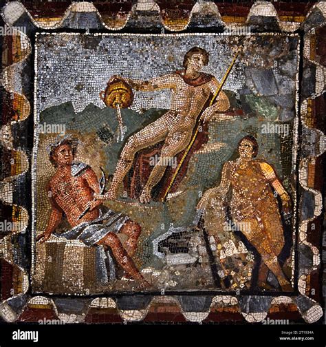 Group of mountain and water gods, mosaic from Pompeii Roman City is ...