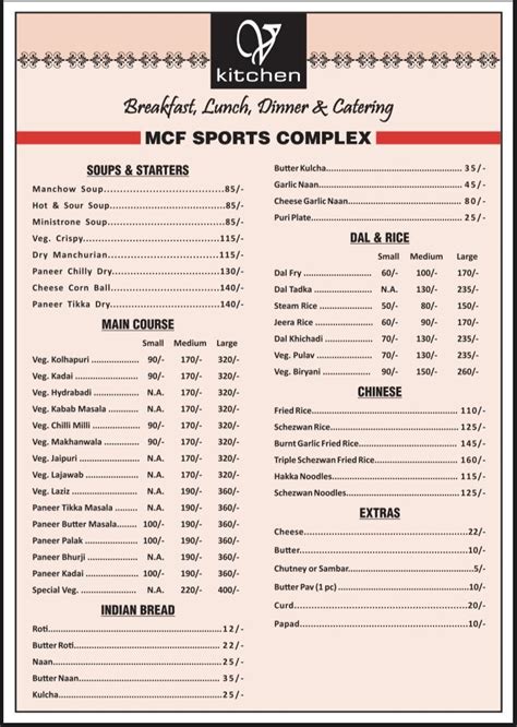 Menu at MCF V Kitchen, Mumbai, M C F Sports Complex