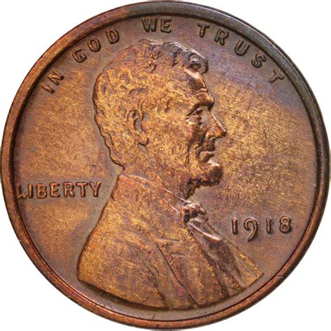 One Cent 1918 Wheat Penny, Coin from United States - Online Coin Club