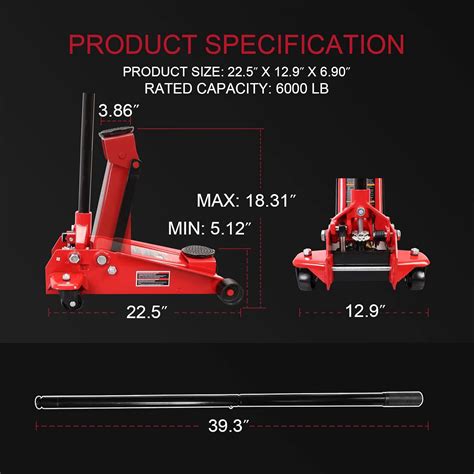 BIG RED T830025 Torin Hydraulic Floor Jack with Single Quick Lift ...