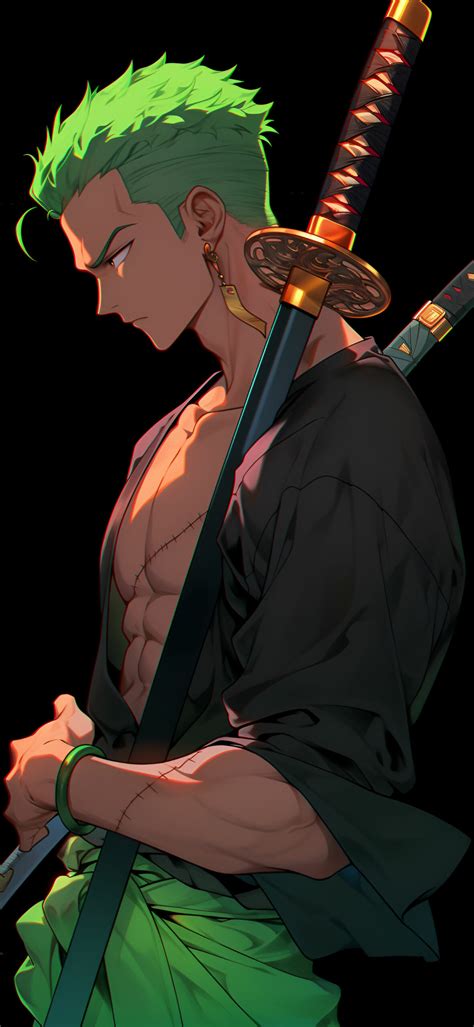 One Piece Roronoa Zoro & Swords Black Wallpapers for iPhone 4k