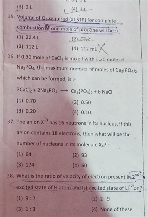 Volume of O2 required (at STP) for complete combustion (ff one mole of p..