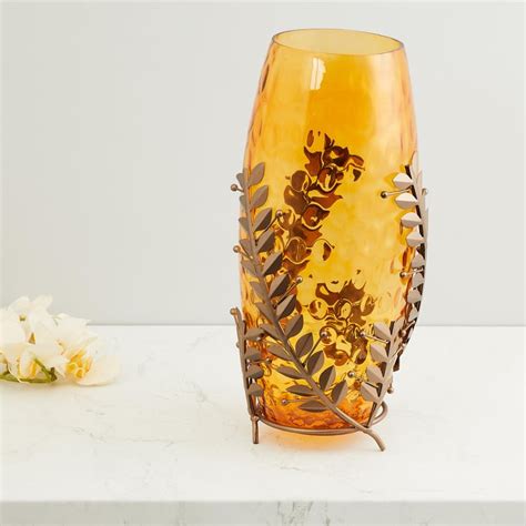 Buy Galaxy Textured Round Vase with Metallic Stand from Home Centre at ...