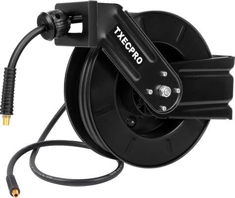 Retractable Air Hose Reel, 3/8 IN x 50 FT Hybrid Air Hose Max 300 PSI ...