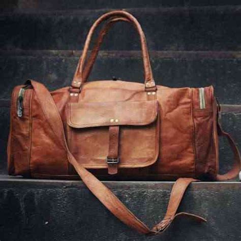 Natural Tan Leather Duffle Bag, Leather Bags - Manufacturers, Exporters ...