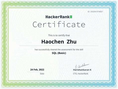 Image result for HackerRank Certificate Sample