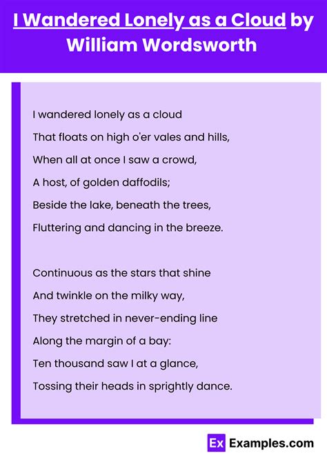 I Wandered Lonely as a Cloud Poem by William Wordsworth to Download