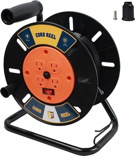 Amazon.com: EP Extension Cord Storage Reel with 4-Grounded Outlets ...