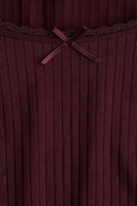 Women's Burgundy Ribbed jersey top | H&M IN