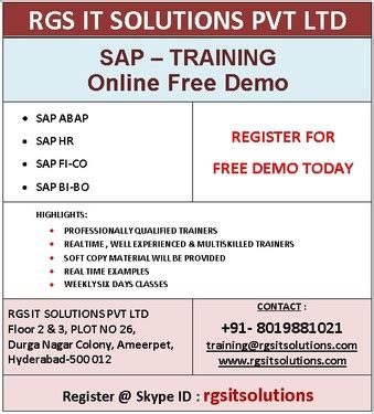 SAP ONLINE TRAINING AT RGS IT SOLUTIONS AMEERPET HYDERABAD.. - Software ...