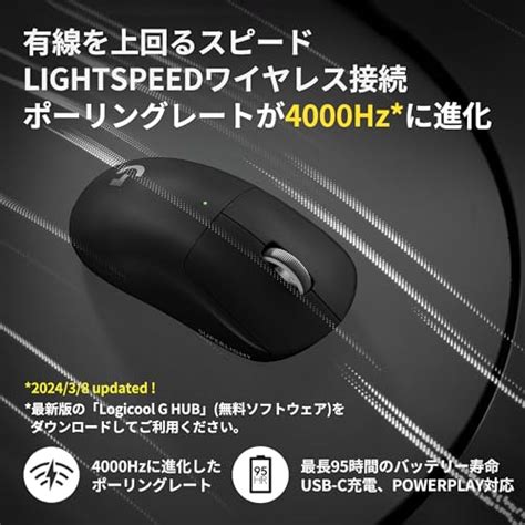 Logicool G PRO X SUPERLIGHT 2 Wireless Gaming Mouse 60g HERO2 USB-C Bl ...