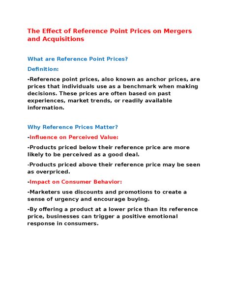 ueukebdbdnzksoehd - The Effect of Reference Point Prices on Mergers and ...
