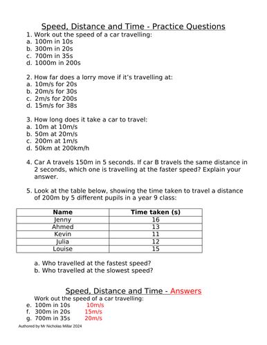 Speed Distance Time Questions 的图像结果
