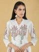 Buy Off White Red Hand Block Printed Cotton Mulmul Kurta with Pants ...