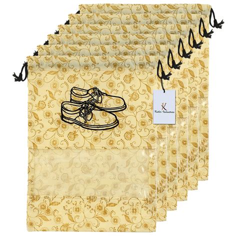 Kuber Industries Metalic Floral Design 6 Piece Non Woven Travel Shoe ...