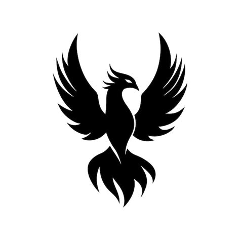 Phoenix with open wings flat curvy design rounded shapes vector logo ...