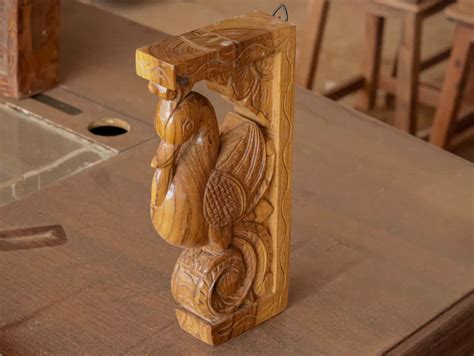 Classic Bird Solid Teak Door Bracket - Teak Wood – Mandir Bazaar