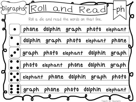 Buy 10 Printable Digraphs Roll and Read Worksheets. Online in India - Etsy