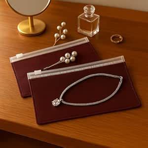 Jewellery Organiser Pouch 15 Piece (21x13 cm), One Side Clear and ...