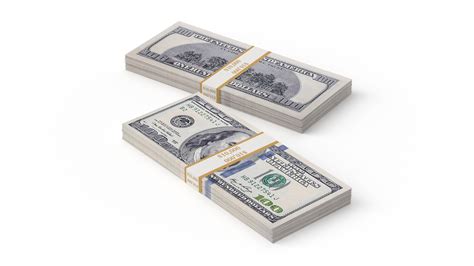 One Hundred Dollar Bills Stack 3D Model - TurboSquid 2137291