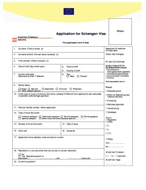 Austrian Embassy Application for Schengen Visa Form - Fill Online ...