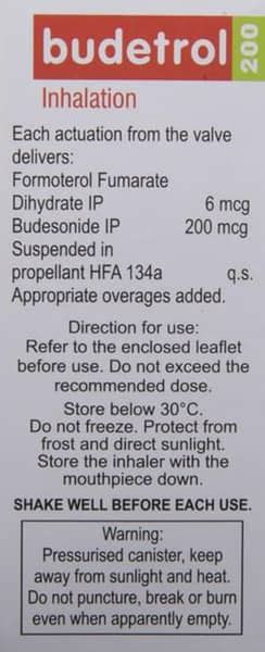Budetrol 200mcg Box Of 120md Metered Dose Inhaler: Uses, Side Effects ...