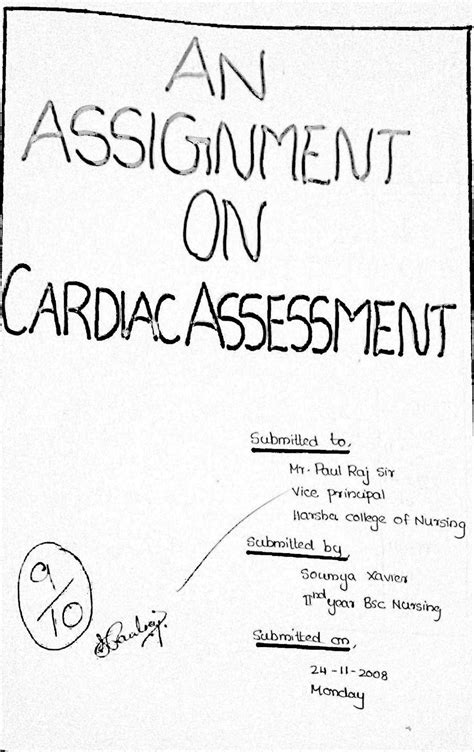 ASSIGNMENT ON CARDIAC ASSESSMENT - Bsc.nursing - Studocu