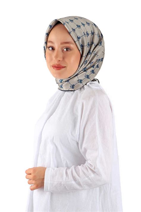 Gray Butterfly Monogram Twill Silk Square Scarf