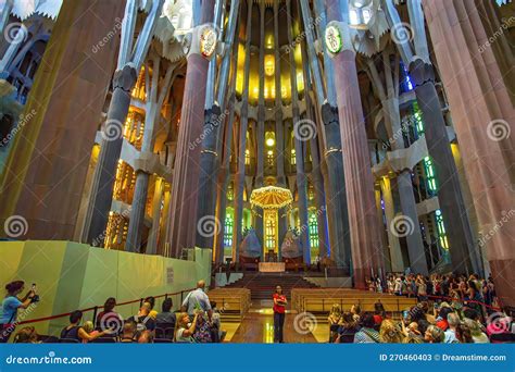 View of the Dramatic Interior of Sagrada Familia. Inside the Roman ...