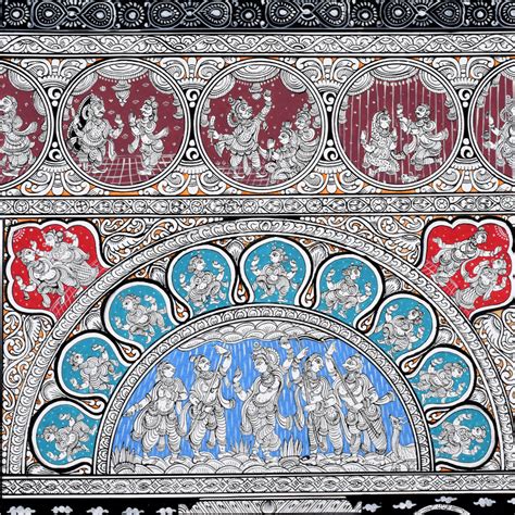 Lord Krishna's Leela Pattachitra Painting on Cloth Paper for Home Decor