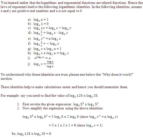 Image result for Log Math Identities