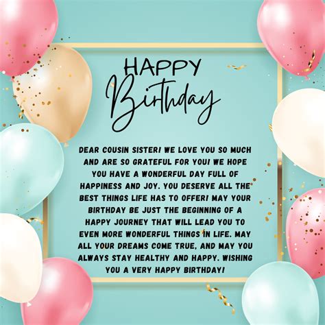 Birthday Wishes for Cousin Sister