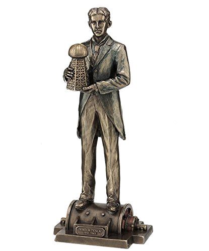12" Nikola Tesla w/ Model Wardenclyffe Tower Statue Inventor Figurine ...