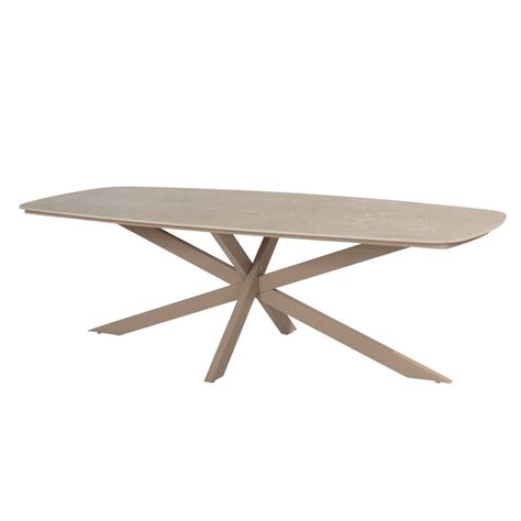 Prado Ceramic Barrel Outdoor Dining Table in Latte - 4 Seasons Outdoor