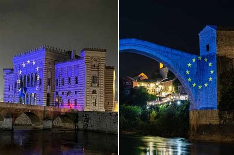 Boje zastave EU na znamenitostima u Sarajevu, Mostaru i Banja Luci ...