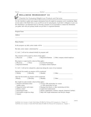 Fillable Online 83 Checklist for Evaluating Weight-Loss Products and ...