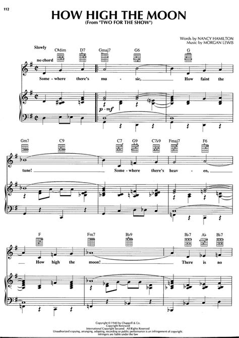 Les Paul & Mary Ford-How High The Moon Sheet Music pdf, - Free Score ...